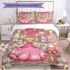 3pcs Duvet Cover Set (1*Duvet Cover + 2*Pillowcase, Without Core), Princess Peach Toadstool Print Soft All‑Season Bedding Set, Home Bedroom Decor Gift