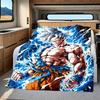 1PC Cartoon Son Goku Print Flannel Blanket, High quality All Seasons, Home Decor, Warmth and Comfort, Perfect for Christmas Gifts