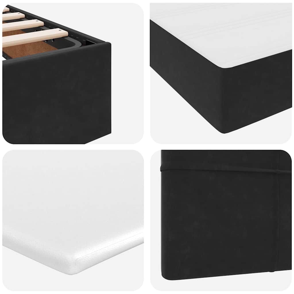 LED Storage Bed with Mattress Black 160 x 200 cm Velvet