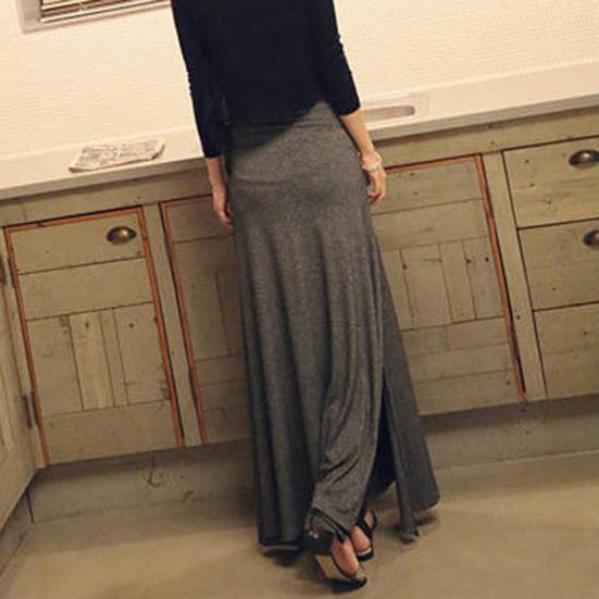 Женская юбка макси с регулируемой завязкой и высокой талией, разрезом по бокам, большим подолом, длинная юбка, однотонная юбка А-силуэта