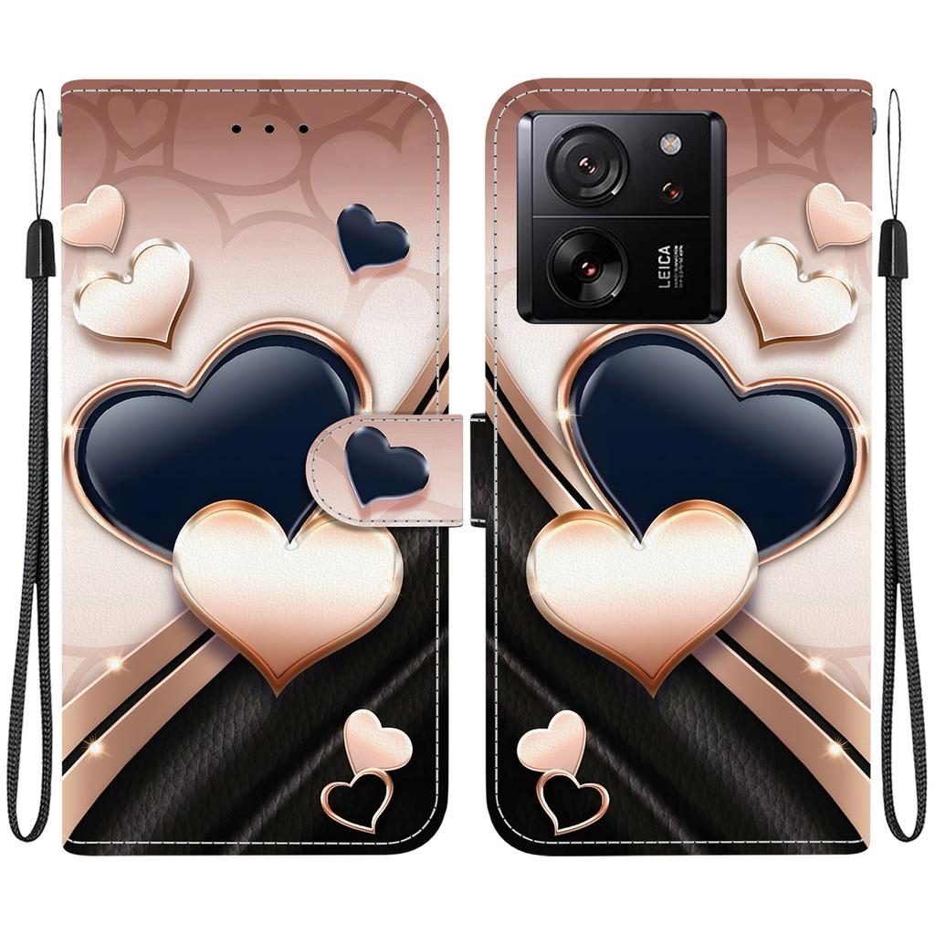 Чехол-книжка из искусственной кожи ручной работы для Xiaomi Redmi K60 Ultra, противоскользящий, противоударный, с ремешком на запястье и дизайном в виде сердца/розы и кошки