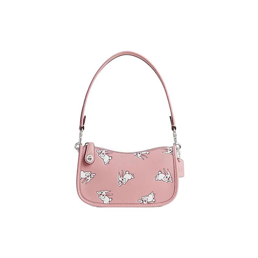New COACH Baymax Rabbit, Collaboration Swinger Cow Leather Pochette, Shoulder Bag, Handbag, Shoulder Bag Women's CK404-LHVVR