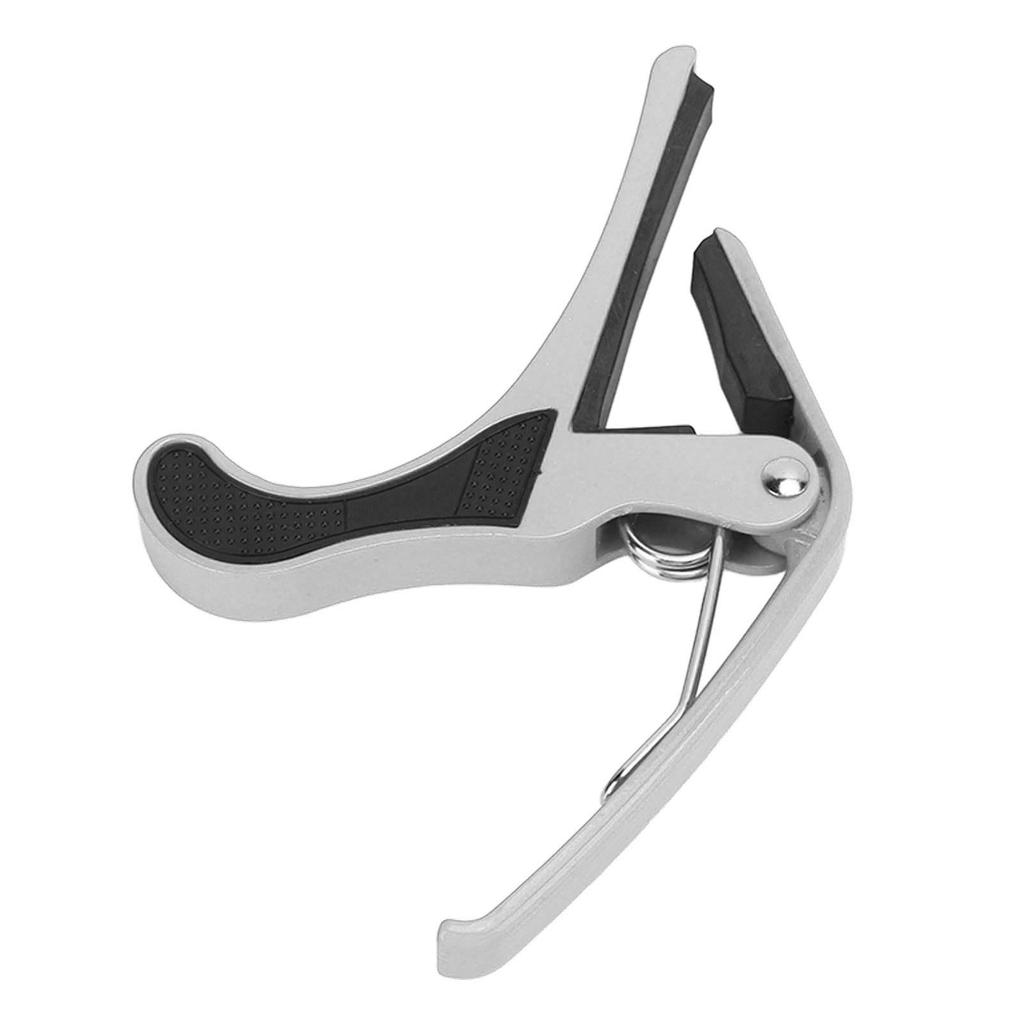 Guitar Capo Alloy Quick Release Electric Guitar Capo Set with 2PCS Guitar Picks for Banjo Mandolin Silver