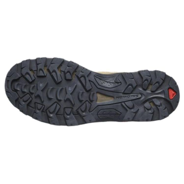 SALOMON X Ultra 4 Quest Rove Gore-Tex Fabric Leather Comfortable Slip-Resistant Durable Mid-Top Outdoor Functional Shoes Men Shoes Green Yellow 471814