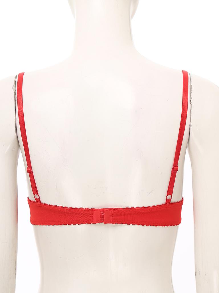 Women Sexy See Through Satin Half Cup Bralette Padded Underwire Shelf Bra Tops