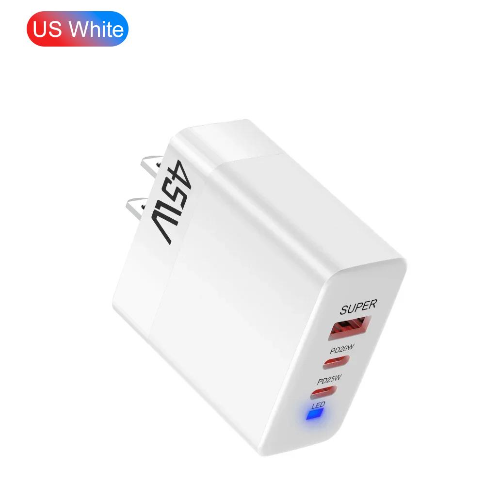 45 Вт 3 порта USB PD зарядное устройство быстрая зарядка QC3.0 EU/US/UK вилка настенное зарядное устройство адаптер для iPhone Xiaomi Samsung