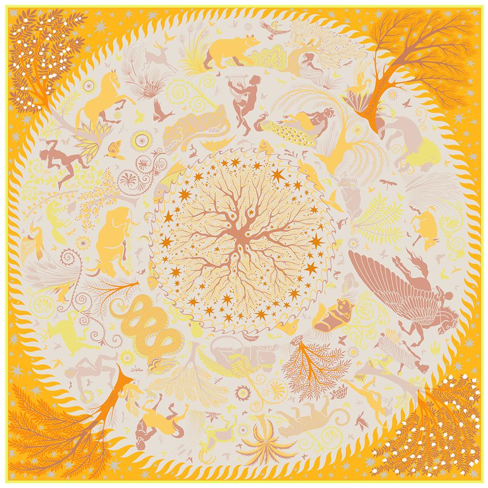 90CM New Silk Scarf Women Animal Print Square Scarves Head Echarpes Silk Foulards Femme Wraps Beach Shawls Bandana Lady Hijabs