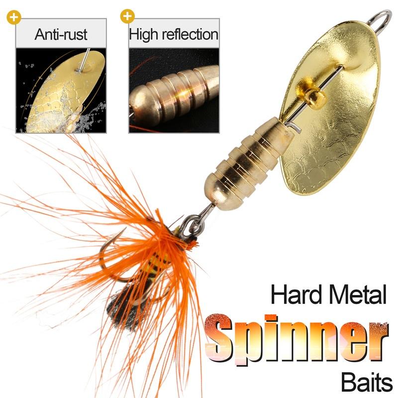 Рыболовные приманки, твердые металлические спиннер-приманки для окуня, форель, набор приманок, 4 шт. в коробке