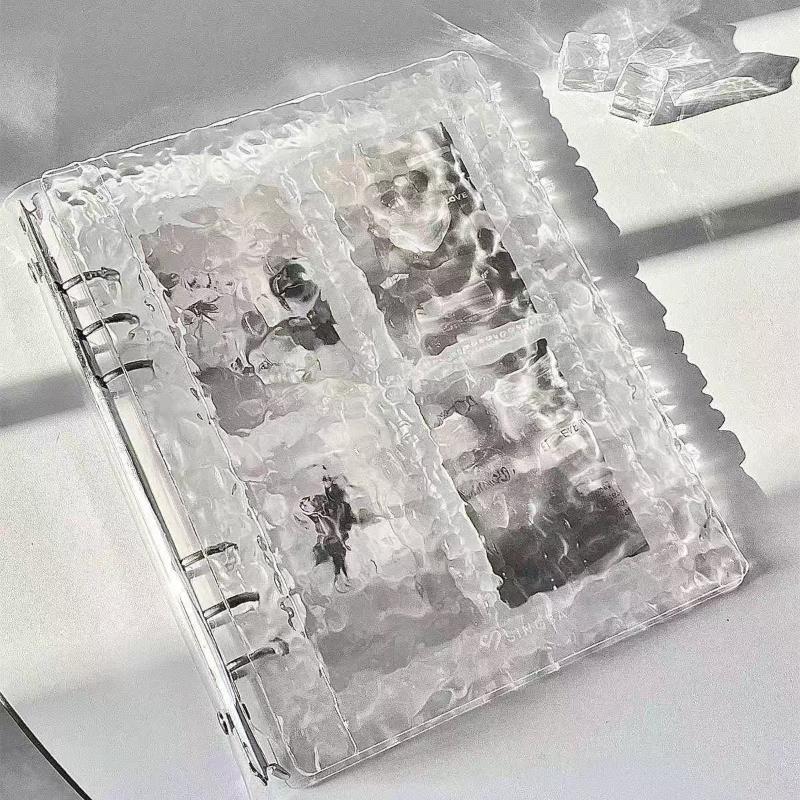 Обложка для альбома на 6 колец для фотокарточек, акриловая, с текстурой водной ряби, прозрачная, для коллекции аниме, игр, коллекционных карточек, подарок для подростков