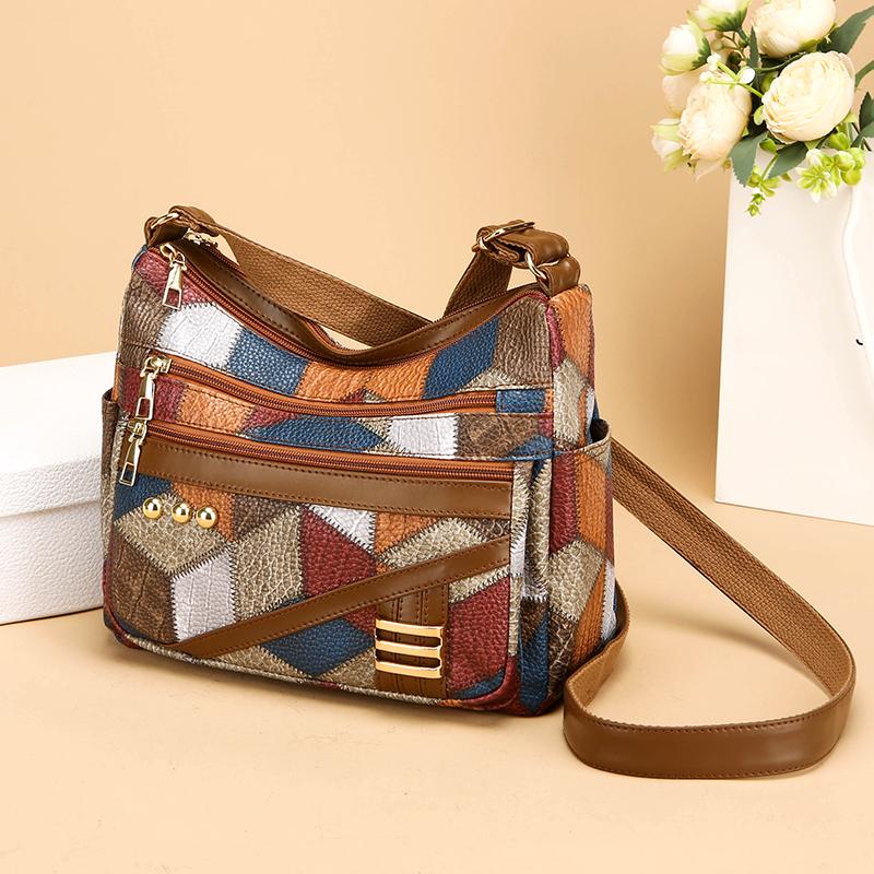 PU Soft Leather Women's Bag Shoulder Bag Middle-aged Mother Crossbody Bag