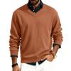 Men's V-neck Long-sleeved Ribbed Knit Pullover