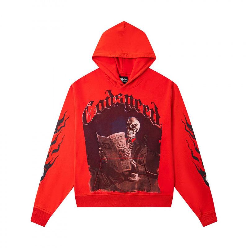 Odspeedss осень и зима новый прямой принт стирка вода ретро чистый хлопок хип-хоп красота тренд худи свитер