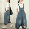 Denim Overalls 2025 New Loose Casual Fashion Decal 7-point Denim Jumpsuit Female Streetwear Casual Women Jeans Pant