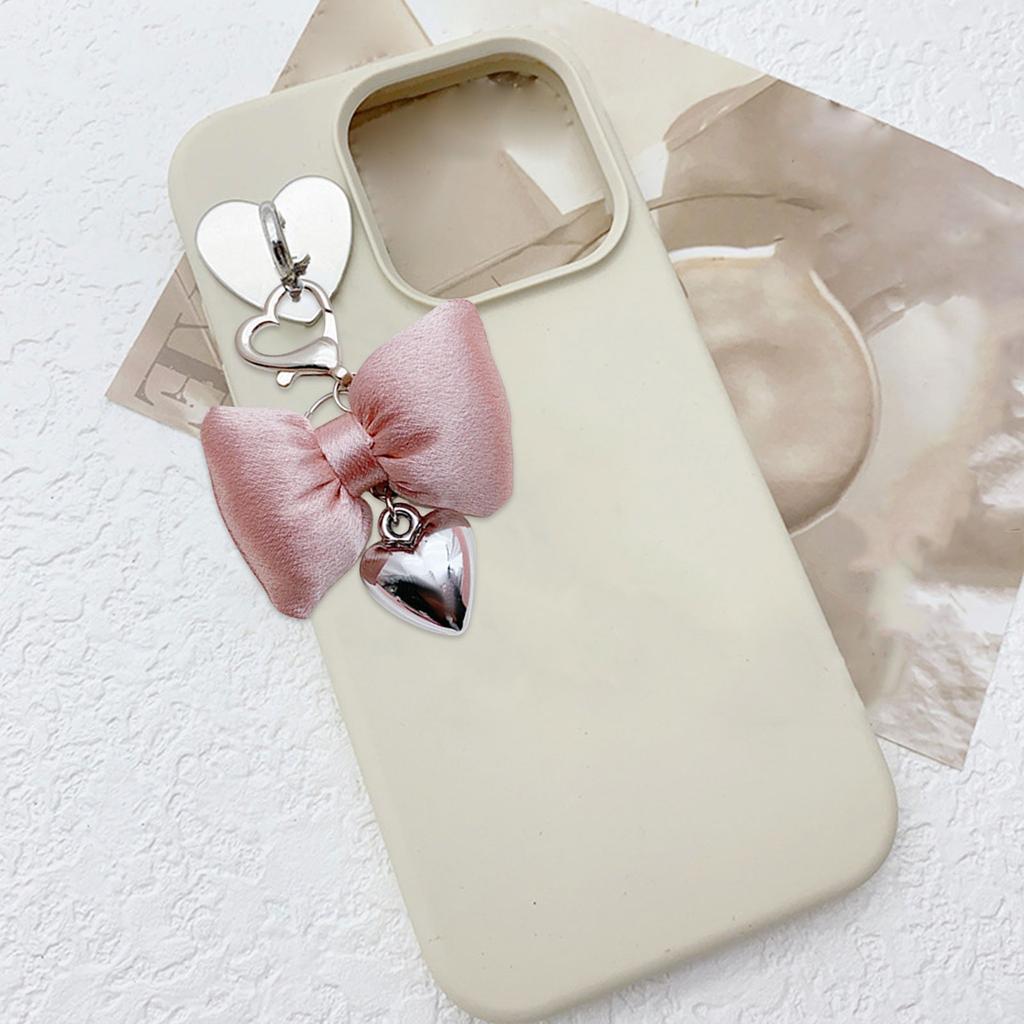 Elegant Bowknot Charm Keychain Elegant Heart and Bowknot Keyring with Accent Handbag Decoration for Women Girls