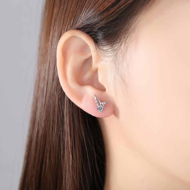 Angel Wings Earrings Female Cute Small Mini Diamond Wings Earrings Niche Design Earrings