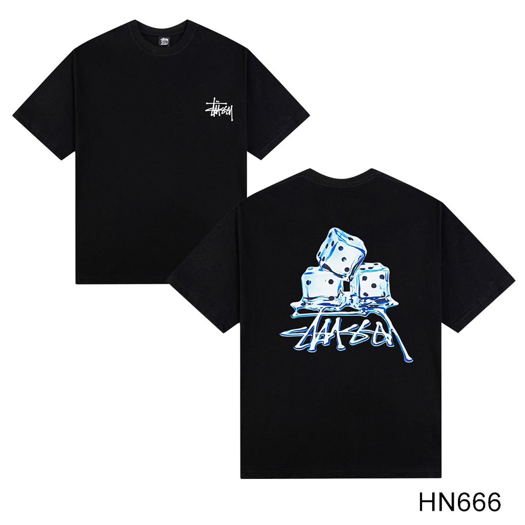 Stussy Летняя новая футболка из высококачественного хлопка с круглым вырезом для мужчин и женщин 2025 года, классический логотип с новым рисунком, парная футболка