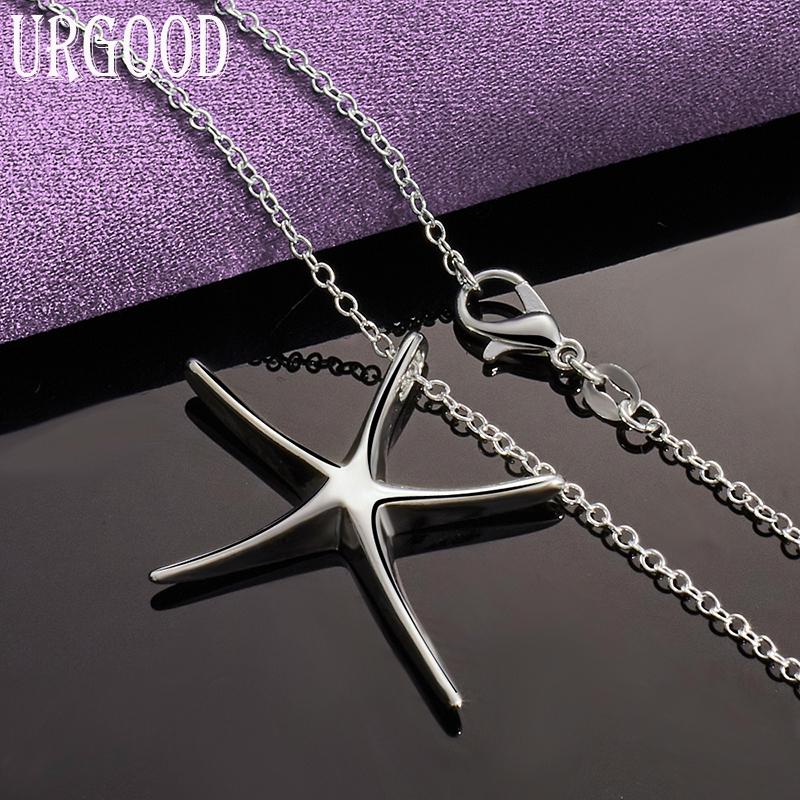 URGOOD из стерлингового серебра 925 пробы, гладкая подвеска в виде морской звезды, свадебное модное ювелирное изделие