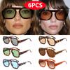 6 шт. Персонализированные квадратные солнцезащитные очки с солнцезащитным козырьком для улицы, наборы для женщин, роскошный минималистичный дизайн с леопардовым узором, ретро очки, UV400