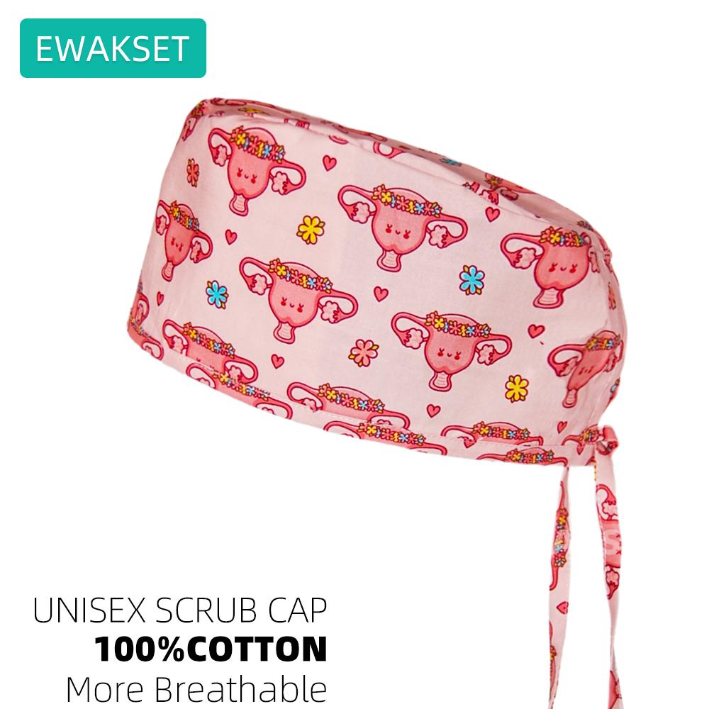 Новая шапочка-скруб с рисунком матки для гинеколога/акушера, медицинская шапка для медсестры, шапка для работы в отделении родов для женщин и мужчин, 100% хлопок, хирургические шапочки