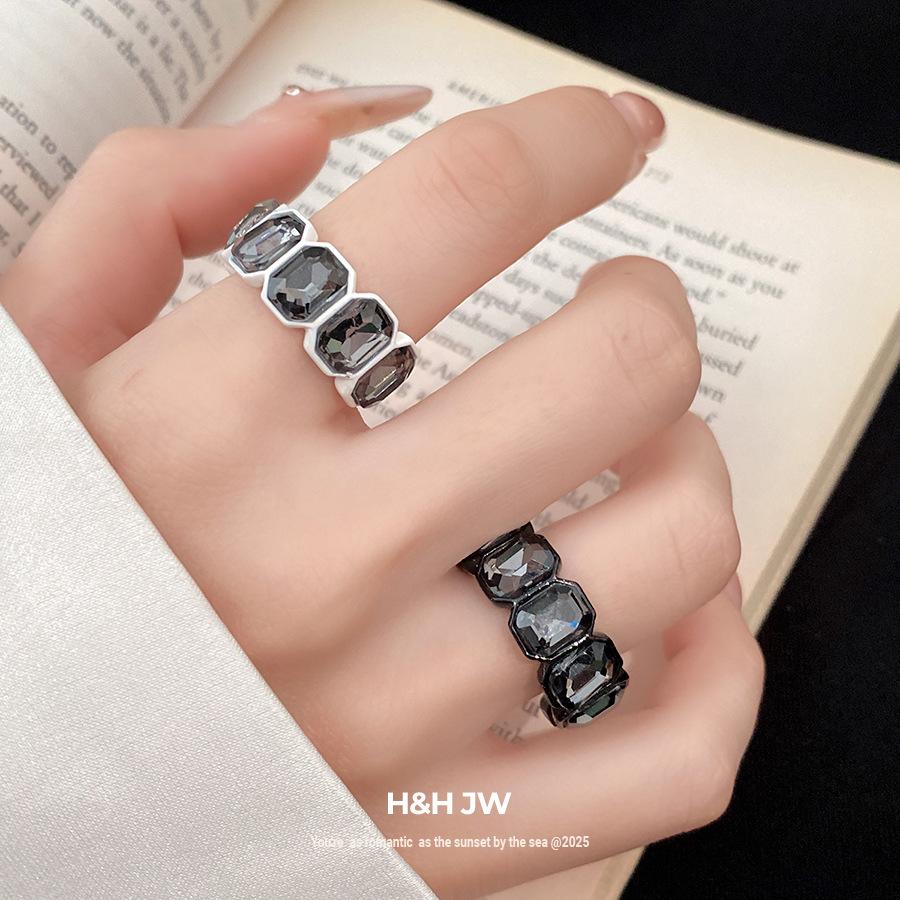 Rhinestone Open Ring Retro Sweet Cool Style Index Finger Luxury Hand Jewelry