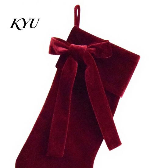 Stockings for Gifts 19 Inch Velvet Christmas Stocking with Bow, Soft Large Fireplace Hanging Decorative Gift Pouches Sock Plush Cuff Mantel,