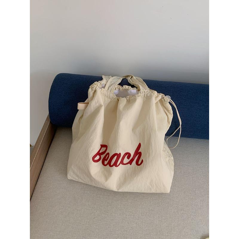 Новая летняя сумка из нейлоновой ткани с завязками, сумка-тоут в стиле ленивой, женская сумка через плечо для поездок на работу, большая вместительная холщовая сумка, модная