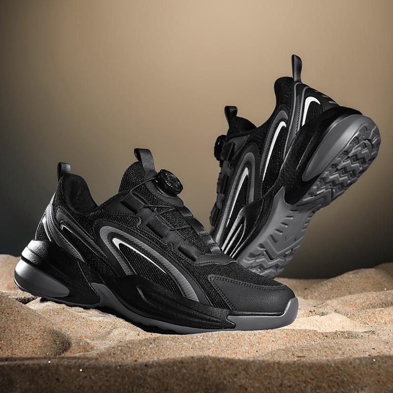 Новые осенние спортивные повседневные кроссовки, мужские кроссовки из дышащей сетки, противоскользящие и износостойкие кроссовки для бега с вращающейся пряжкой