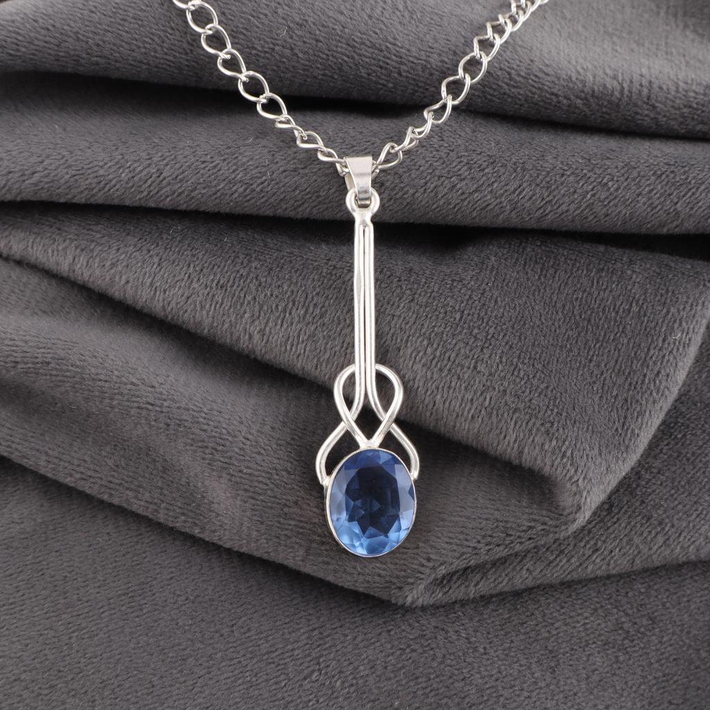Ювелирные изделия с танзанитом, кулон из стерлингового серебра 925 пробы, очаровательный кулон ручной работы, богемный кулон с танзанитом в подарок бабушке