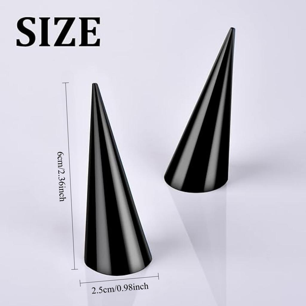 6PCS Single Finger Rings Showcase Stand Acrylic Crystal Ring Holder Acrylic Ring Display Jewelry Holder Wedding Display Cone Support for Jewelry