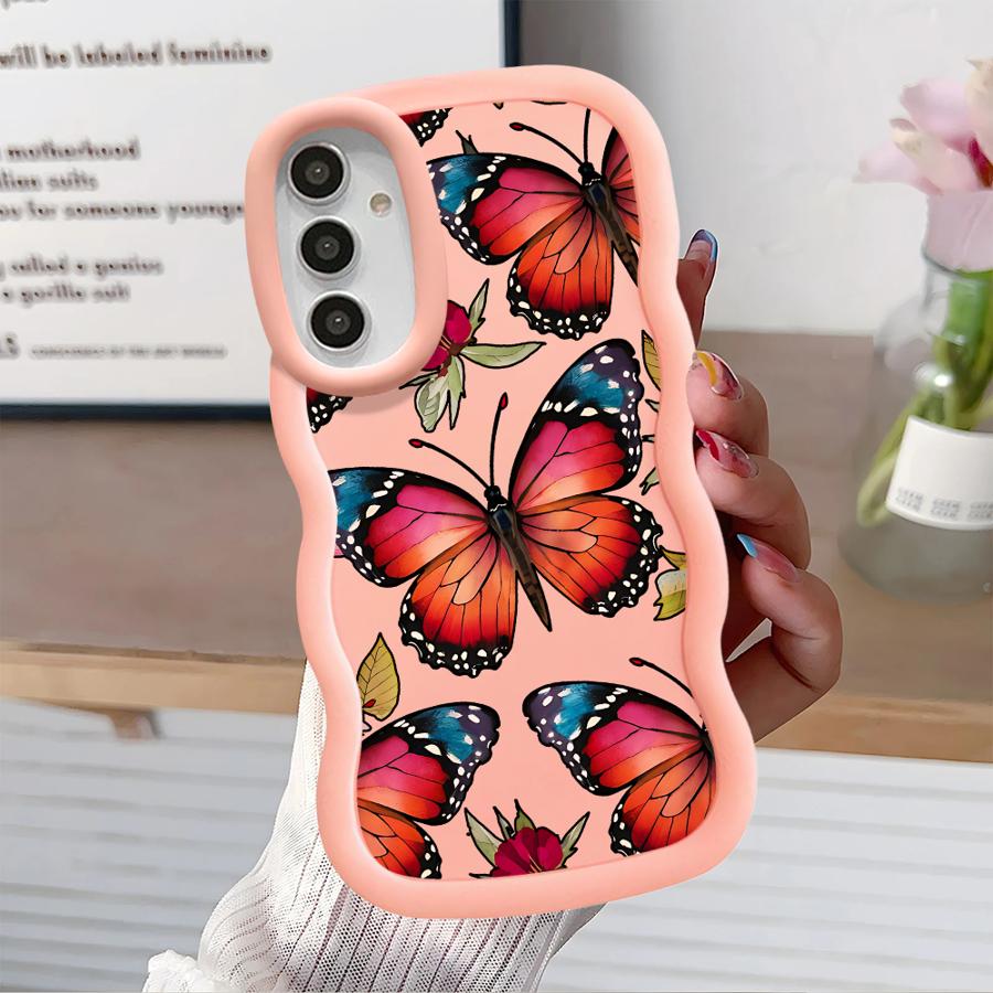 Красный Синий Чехол-Бабочка для Samsung Galaxy A14 A15 A12 A13 A21s A16 A52 A11 Мягкий Чехол для Телефона A33 A03 A04 A06 A53 A23 A05 A22