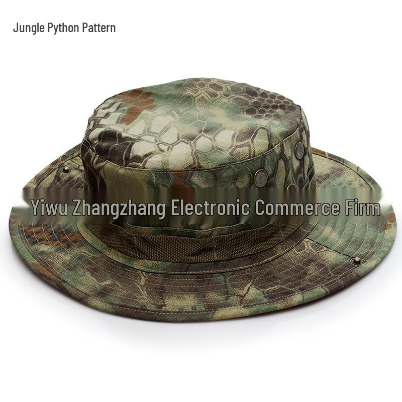 Военная панама с камуфляжным принтом и рисунком питона