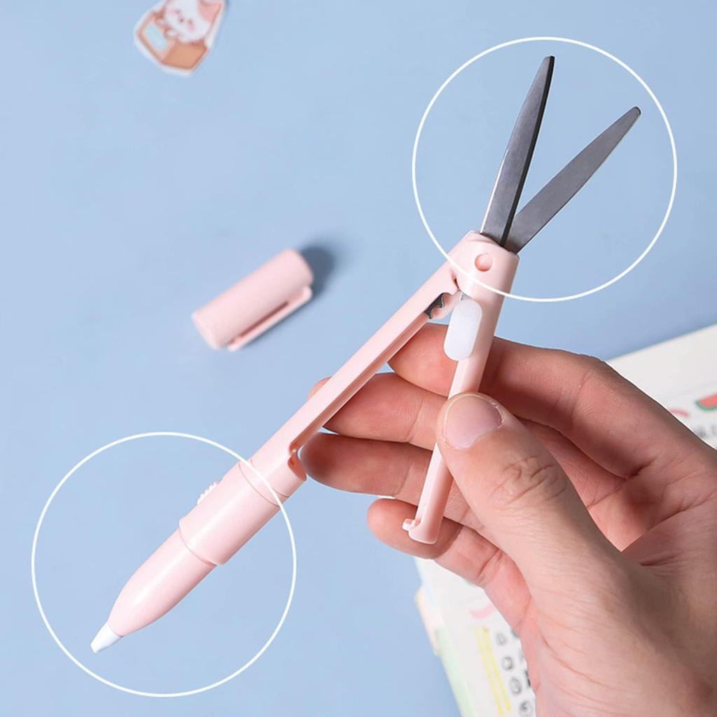 12-in-1 Double-Ended Pen Scissors with Paper Cutter Foldable Stainless Steel Blades and Ceramic Pen Knife for Multiple Scenes1pc