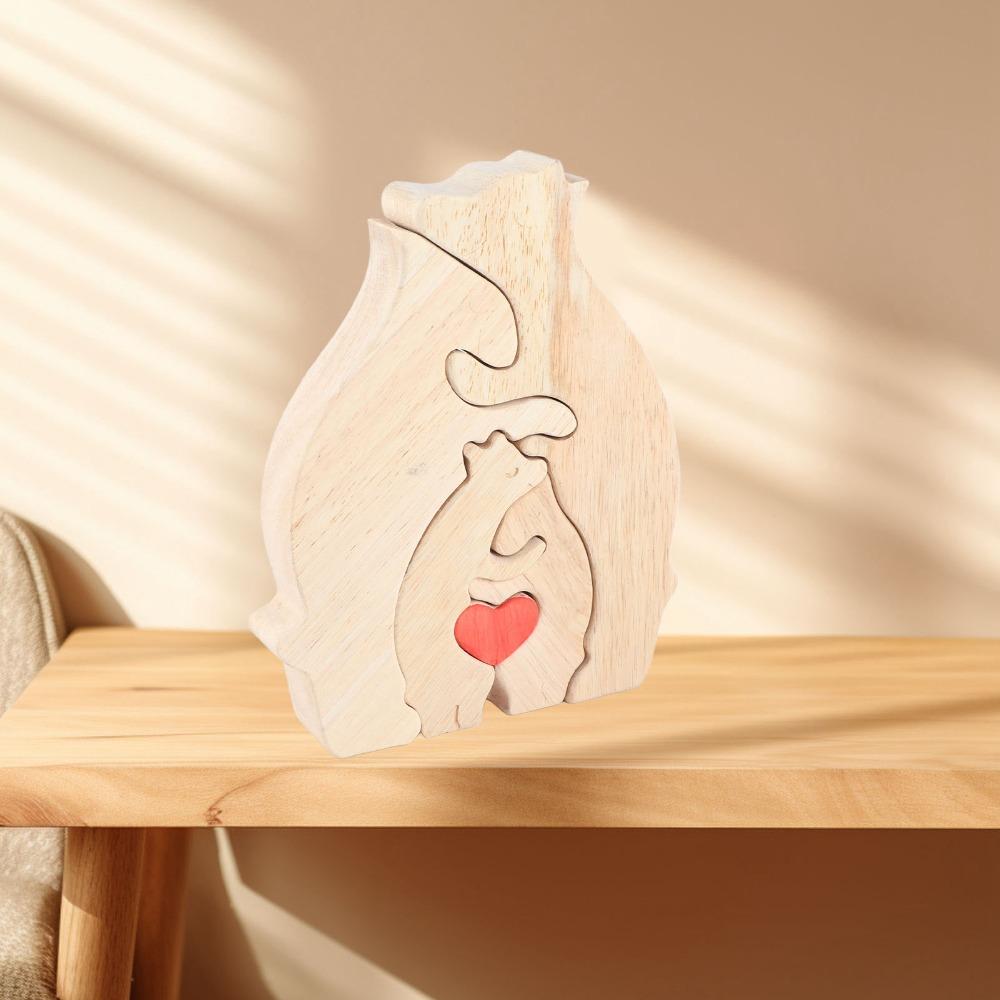 4.72x5.91x0.79in Beech Wood Bear Puzzle Ornament Cabinet Surface Layout Craft