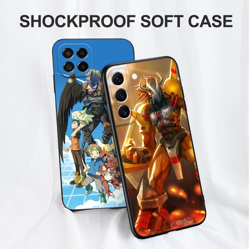Black Tpu Case For Samsung Galaxy M53 M13 M62 A12 A22 A32 A42 A52 A72 4g 5g A20S Back Cover Digimon Dinosaur Anime