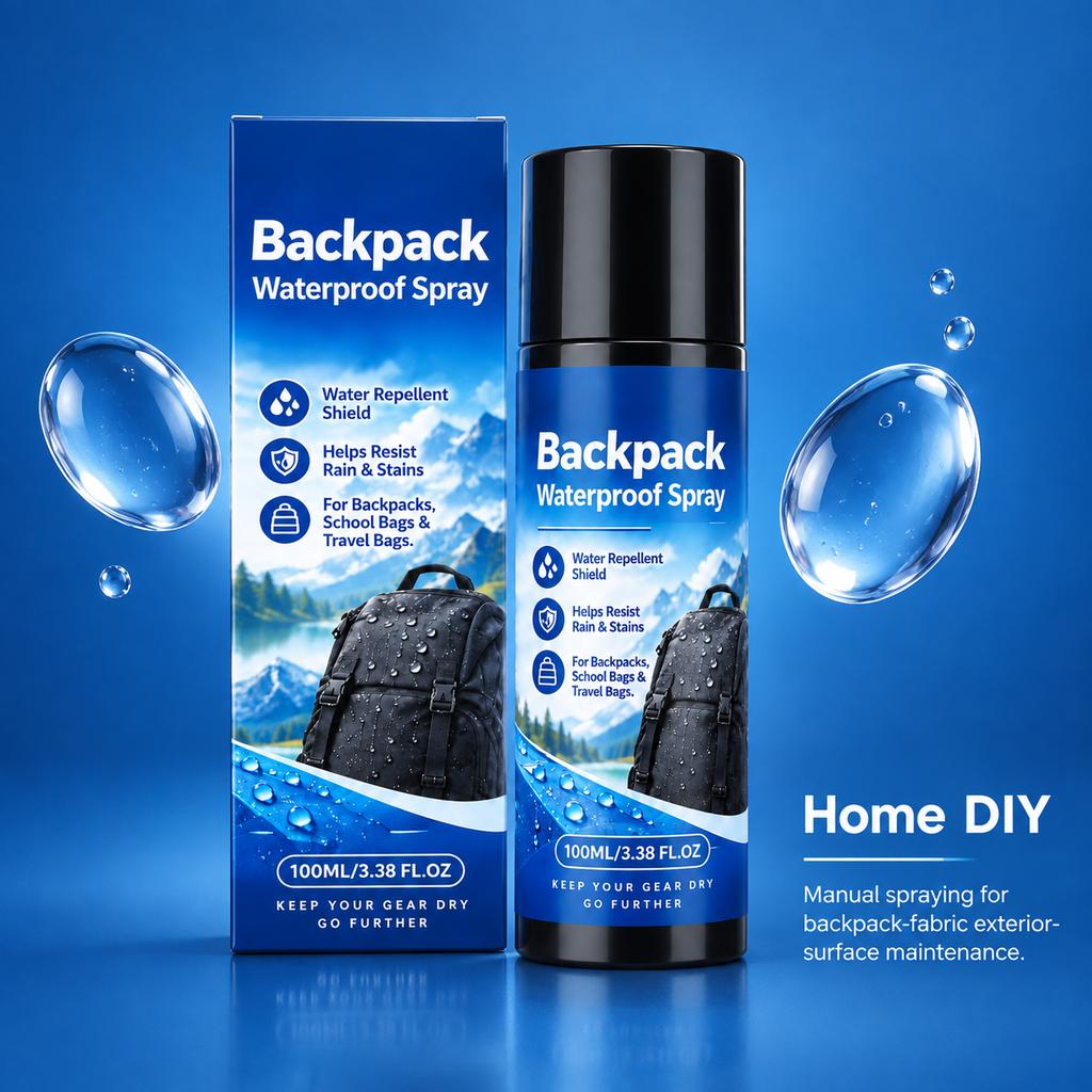 Backpack Waterproof Spray: Hydrophobic Film-Forming Transparent, Tactile Fabric Compatible with Home Use and Easy-to-Apply Spray.