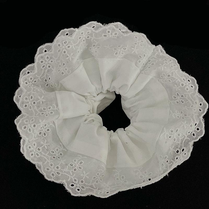 Тканевое кружево резинка для волос в виде толстой кишки женская чисто белая супер фея темперамент головной цветок модные повседневные универсальные аксессуары для волос высокое чувство