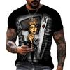 Мужская футболка с коротким рукавом в готическом стиле, темный скелет, стиль ужасов, очень хорошее качество, футболки из лайкры и полиэстера, большие размеры, S-5XL, толстая рубашка