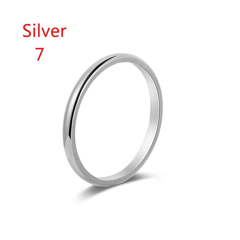 Women Girl Size 3-10 Party Jewelry 2MM Thin Ring Stainless Steel Plain Band Finger Knuckle