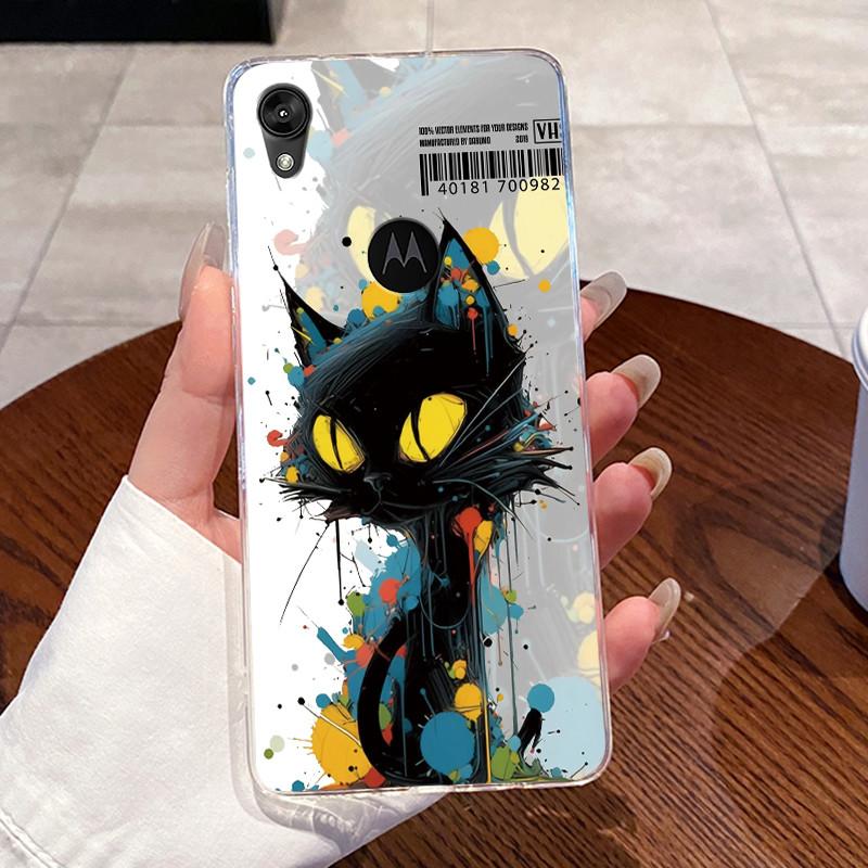 Jelly Casing For Motorola Moto E6 Fundas MOTOE6 Capa Clear Silicone Soft TPU Back Cover Cute Cat Rabbit Heart Protective Case