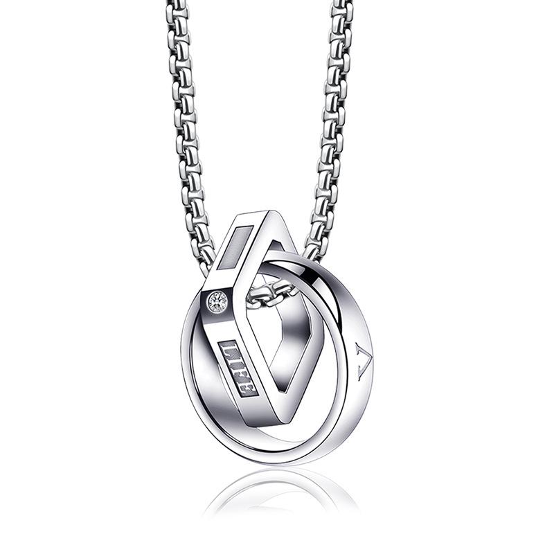Simple Double-ring Men's Necklace Pendant Tide, Personalized Decoration Light Luxury Niche, Tide Brand 2026