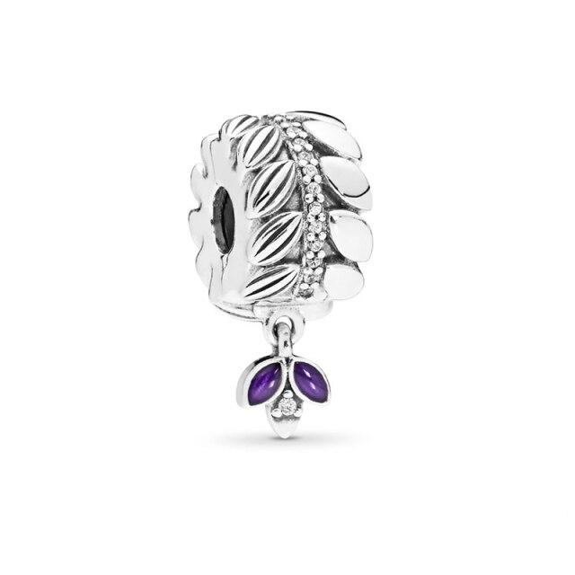 925 Sterling Silver Colorful Beads Transparent Shiny Row Clip Charm Fit Women Bracelet DIY Jewelry