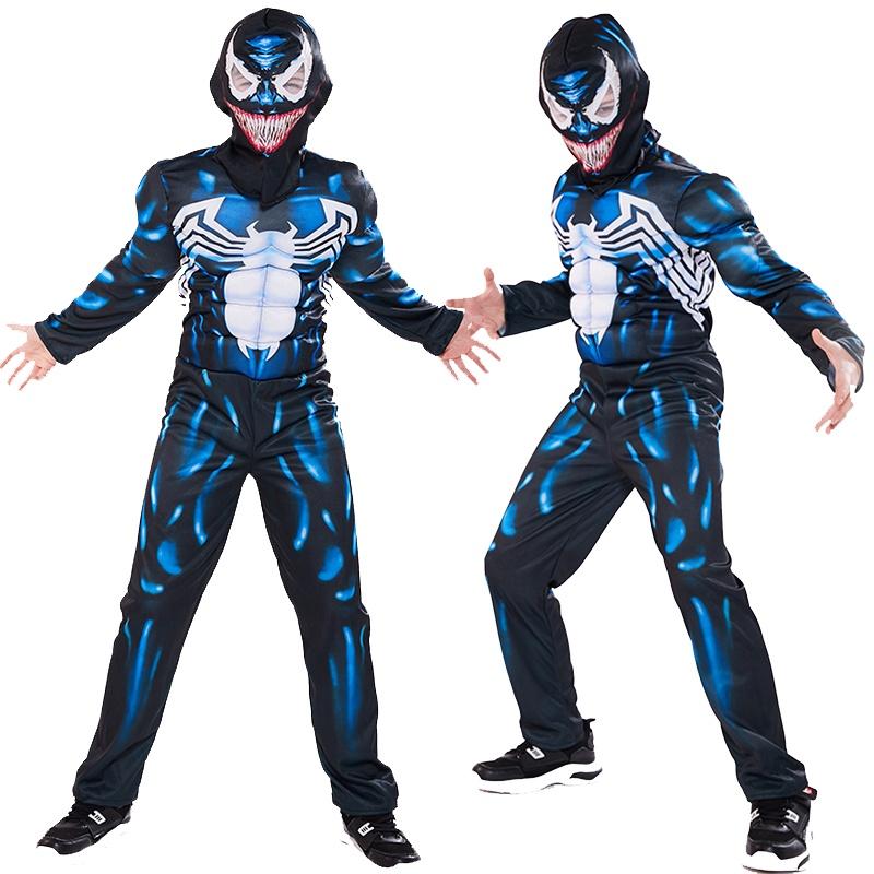 Легкий Дышащий Детский Костюм Венома Человека-паука для Косплея с Идеальными Швами