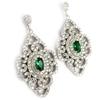 [K9534] - Silver Earrings 'Sissi' Green White Silver (rhodium-plated) - 25x16 Mm