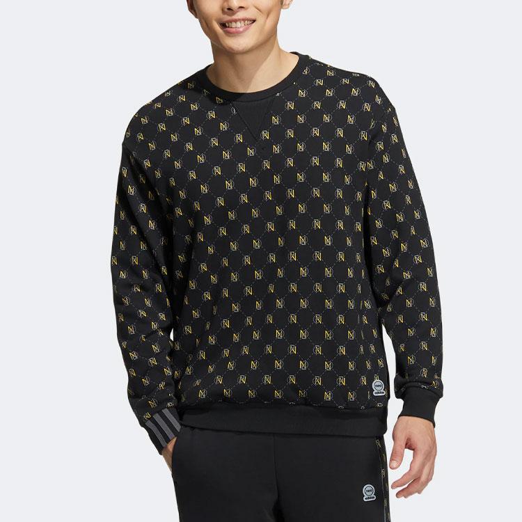 Adidas Neo Monogram SWT Pattern Круглый вырез Спортивный пуловер Толстовка Мужские топы Черный HM1992