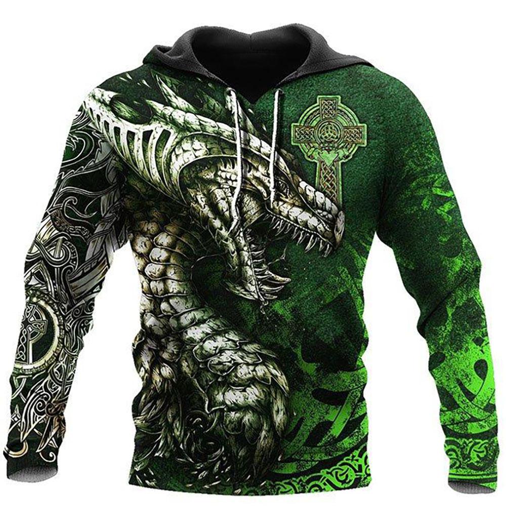 Autumn Winter Long Sleeve Tattoo Dragon 3D Printed Men Hooded Hoodies Sweatshirt Unisex Streetwear Pullover Casual Tracksuits