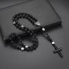 Розарий с круглыми бусинами, Ожерелье с подвеской-крестом, Новое бусинное ожерелье для мужчин и женщин