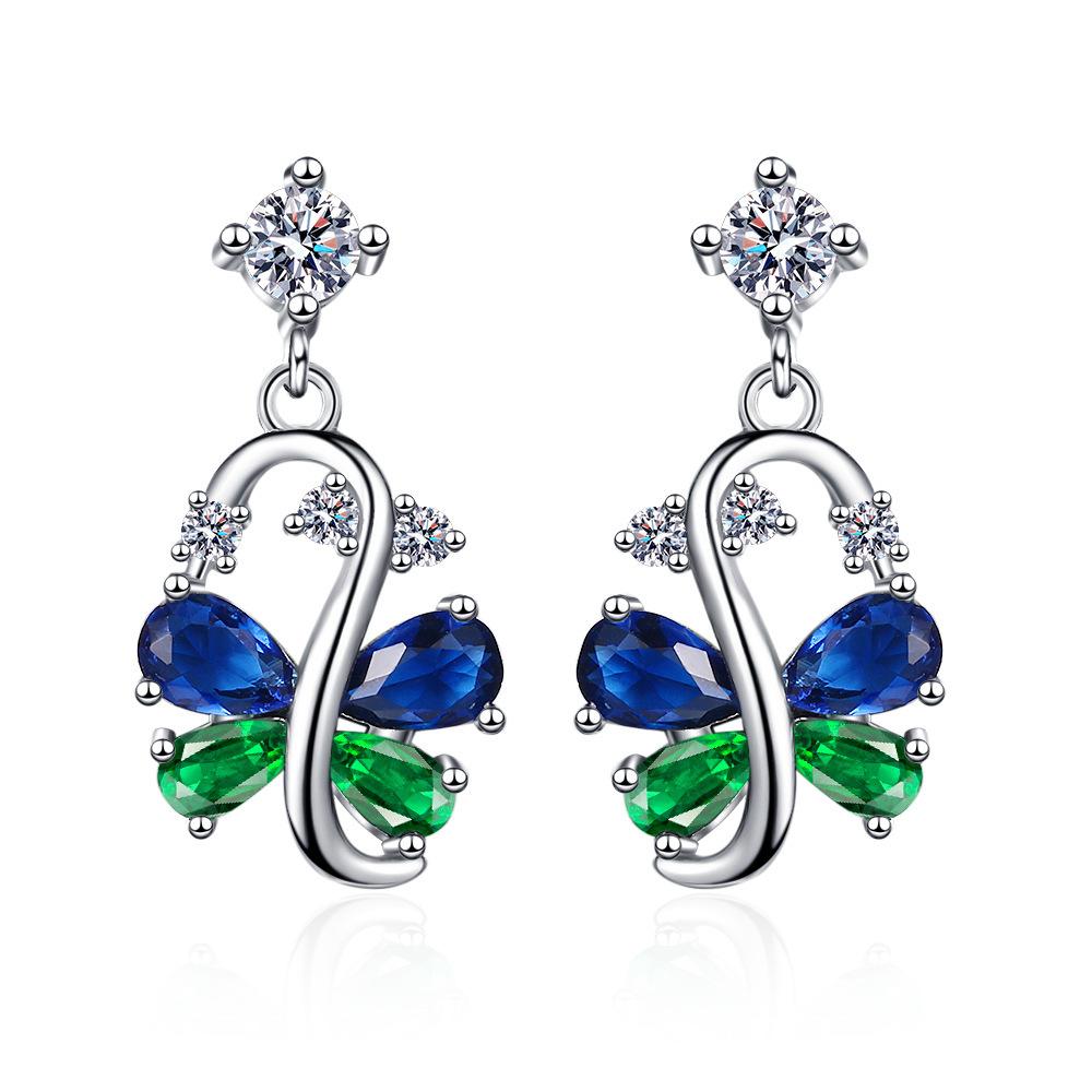925 Silver Women Hoop Earrings Fashion Pendientes Gift for Female Girl Sparkling Pave CZ U Heart Shape Star Moon Earring E1258