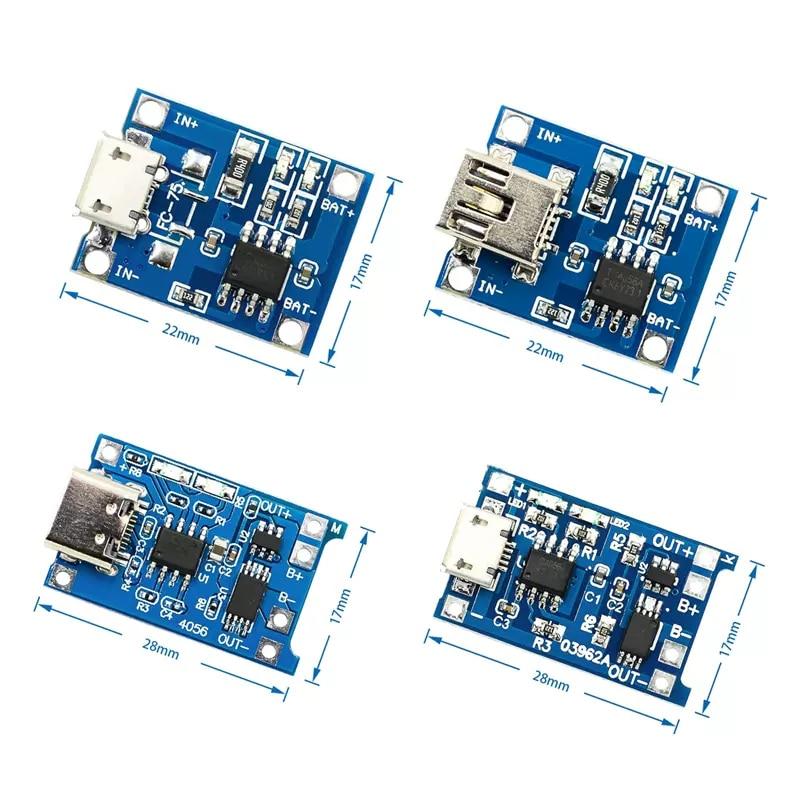 Papan Pengisi Daya Modul Pengisi Daya Baterai Литиевая батарея Type-c/Micro USB 5V 1A 18650 TP4056 с Perlindungan Fungsi Ganda 1A Li-ion