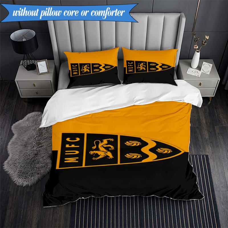 3PCS Football Crest Printed Soft Bedding Set,Including 1pc Duvet Cover And 2pcs Pillowcases Perfect for Bedroom, Dormitory, Fan gift