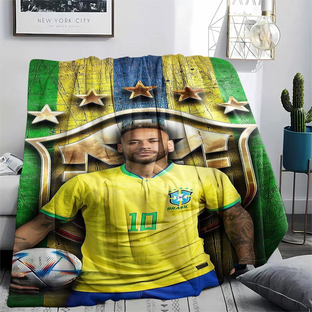1PC Neymar Jr Patterned Flannel Blanket Suitable For All Seasons for Home Decor Warmth and Comfort Gifts Holiday Present